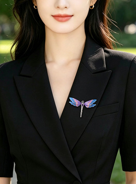 重工渐变彩钻蜻蜓胸针礼服西装