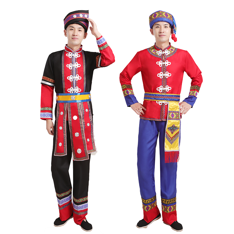 广西壮族少数民族演出服男成人苗族土家族表演服装彝族服饰三月三-图3