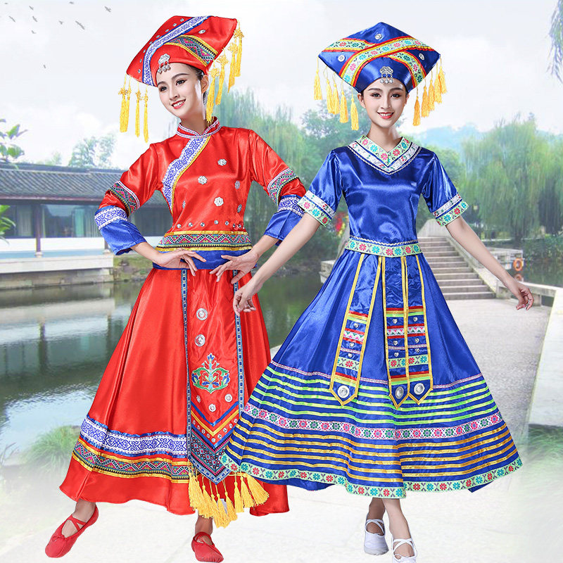 彝族服装男女广西壮服云南三月三 莎朵韵民族服装/舞台装