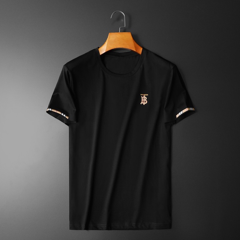 潮牌巴宝莉纯色短袖t恤男打底衫 柏博轻奢男装T恤