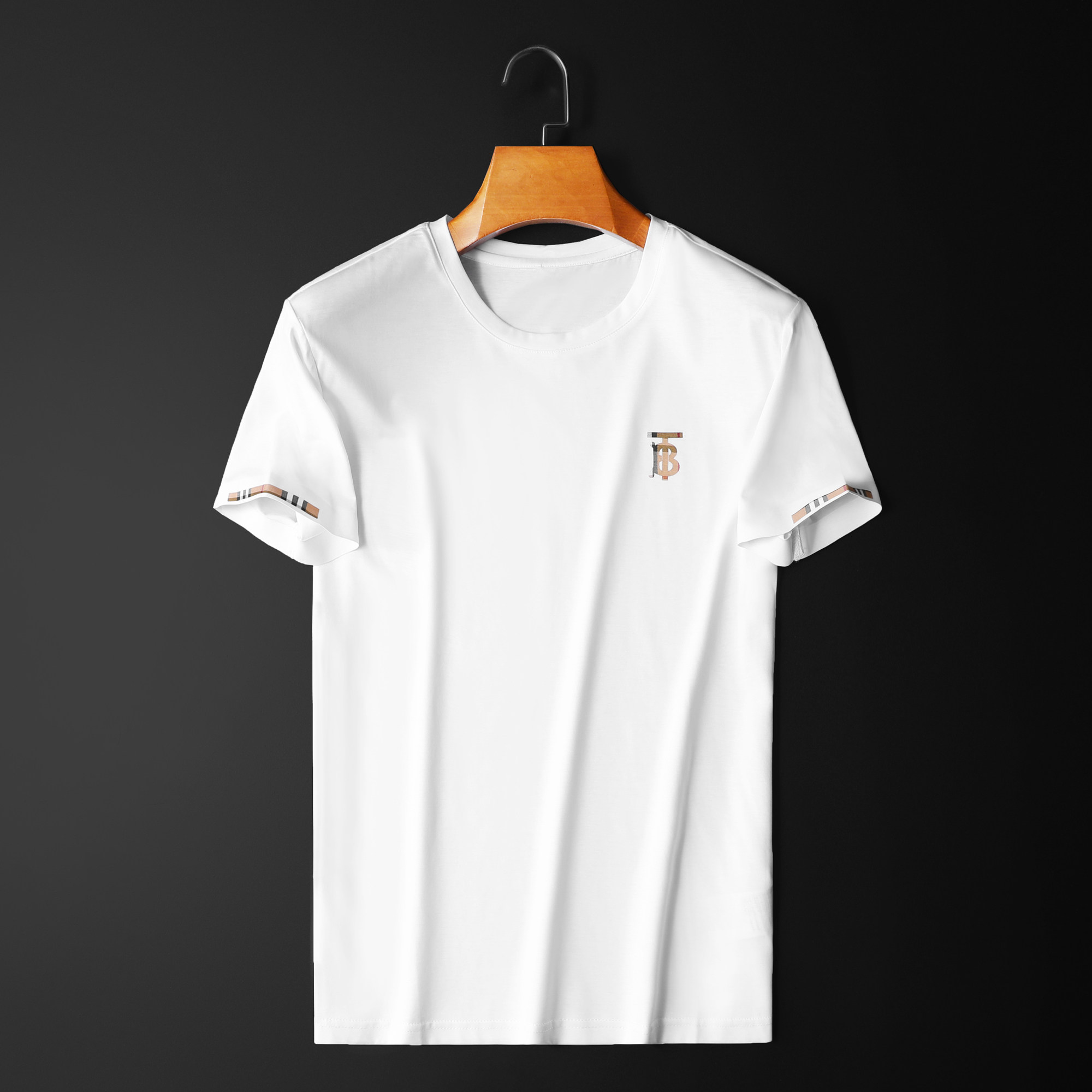 夏季巴宝莉纯色短袖男士格子t恤 柏博轻奢男装T恤