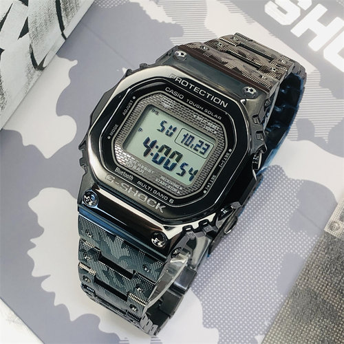 卡西欧50周年限定 GSHOCK金属方块手表男太阳能小金块 GMW-B5000 - 图0