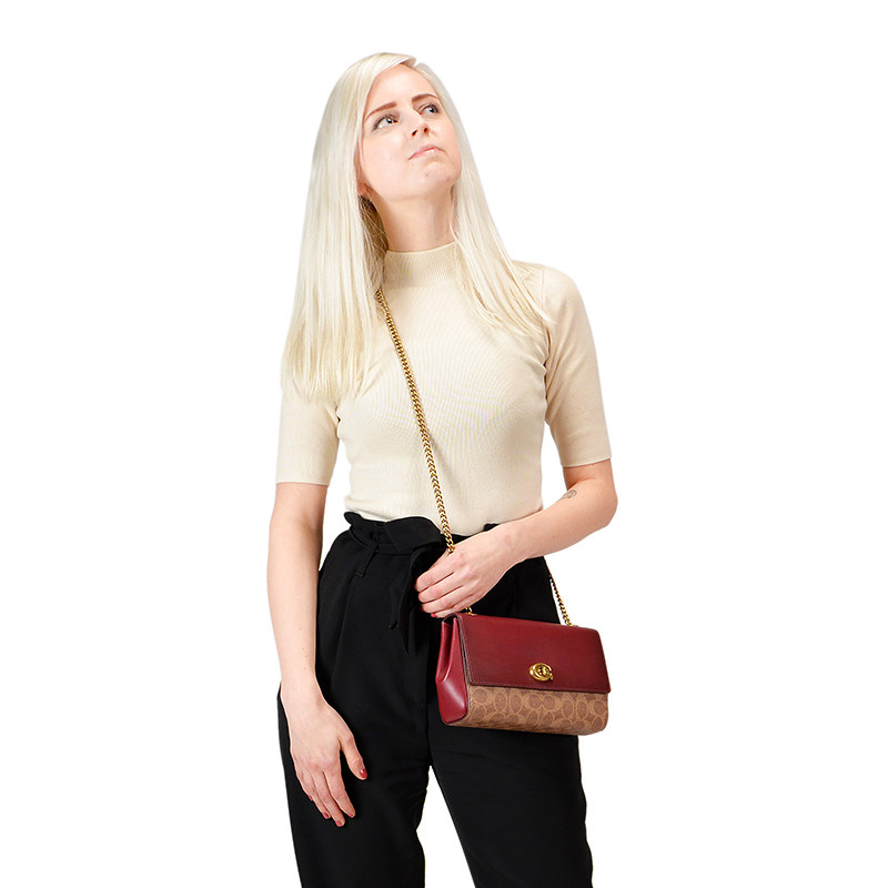 coach /蔻驰新款帆布牛皮斜挎包 KeanGlobal海外女士包袋