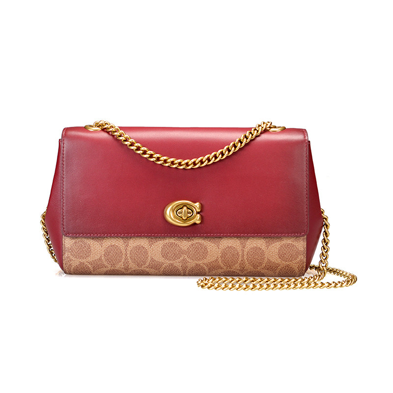 coach /蔻驰新款帆布牛皮斜挎包 KeanGlobal海外女士包袋