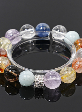 天然海蓝宝紫水晶手串女款