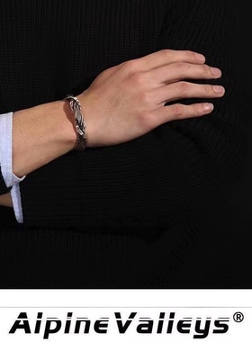 纯银手镯男高级感复古925男生