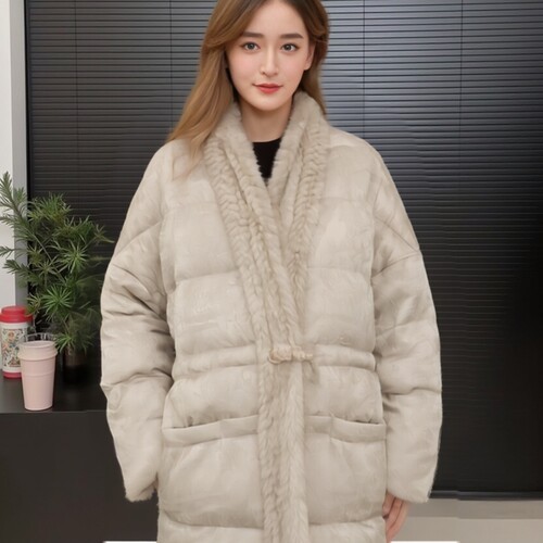 国风衣莎美诺冬中款羽绒服毛领厚外套女上衣Y364D9075 - 图2