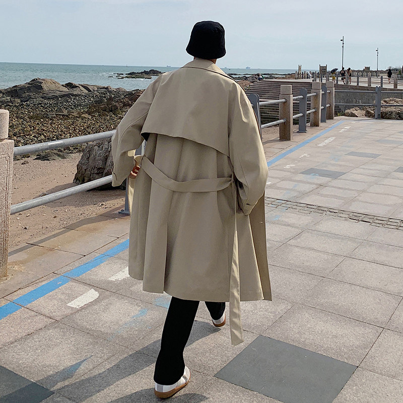 男中长款春季新款潮流帅气ins宽松 哥帝鲨风衣