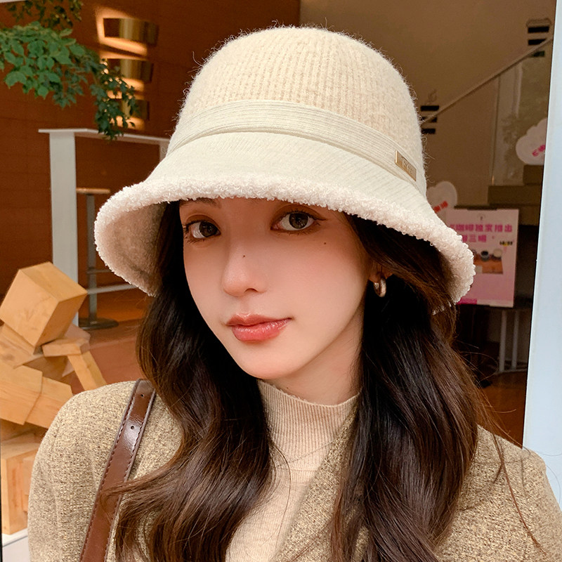 羊羔毛渔夫帽子女秋冬天复古加绒保暖水桶帽素颜显脸小高级感盆帽,淘宝优惠券,粉丝福利购,淘宝优惠卷