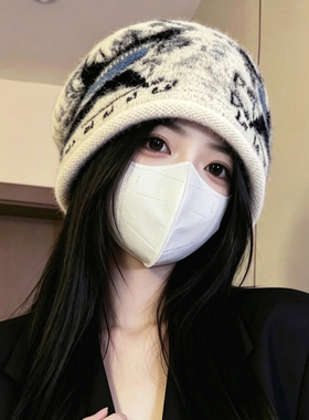 美式复古秋冬保暖护耳堆堆帽女款
