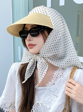 2026新款空顶草编护颈防晒帽女