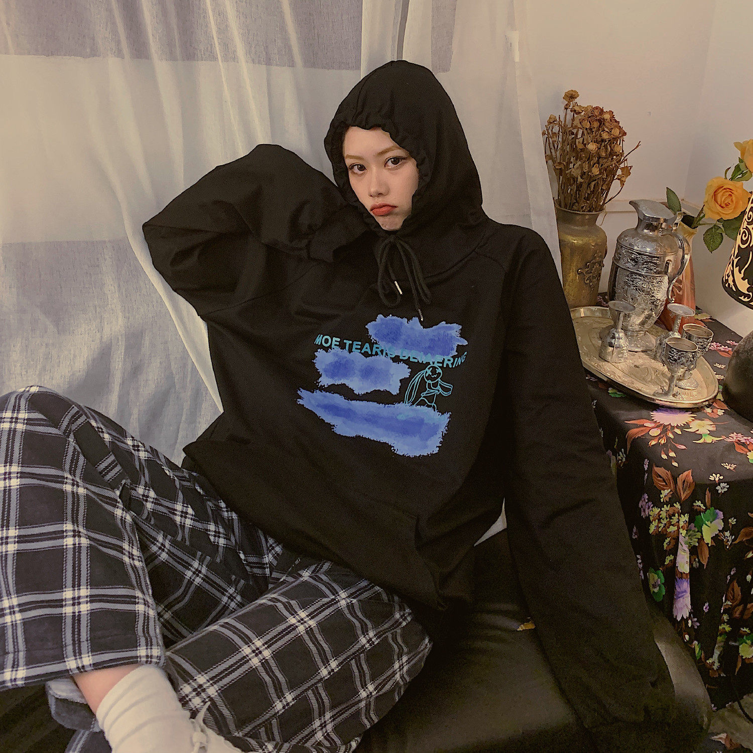 萧莲定制高街春秋连帽宽松新款卫衣 萧莲卫衣/绒衫