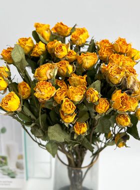 易花坊蔷薇泡泡真花风干多头玫瑰