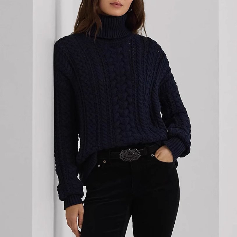 美系经典R 绿标女款 棉 纯色扭绳提花高领落肩袖毛衣 六色,淘宝优惠券,粉丝福利购,淘宝优惠卷