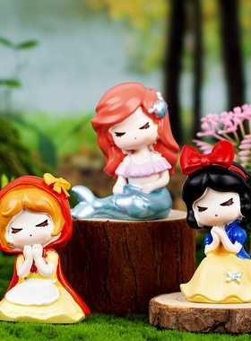 童话故事美人鱼白雪公主车载摆件家居桌面装饰摆设潮玩迷你手办