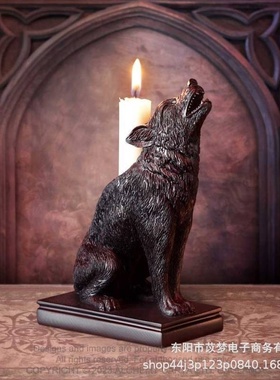 跨境新款创意万圣节哥特式猫咪烛台桌面装饰品家居树脂工艺品