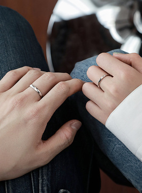 不规则菱形面情侣戒指男女一对潮流简约开口指环礼物此君情侣对戒