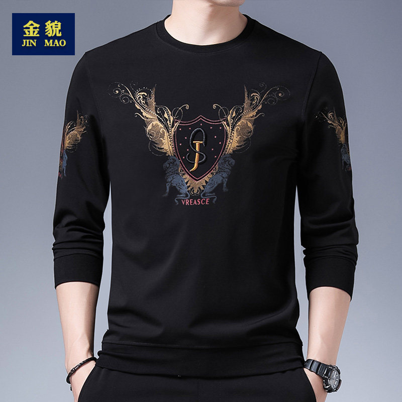2020长袖t恤男士加绒刺绣宽松卫衣 金貌T恤