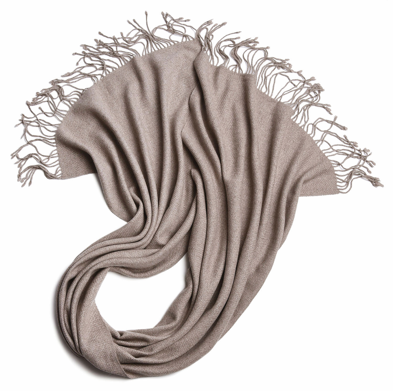 APCSHOP精选  欧洲小众设计定制纯山羊绒长流苏女士冬季围巾披肩