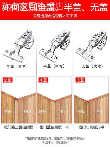 304不锈钢加厚型高档弹簧铰链中弯大弯直弯合衣柜橱沐春柜木门专-图0