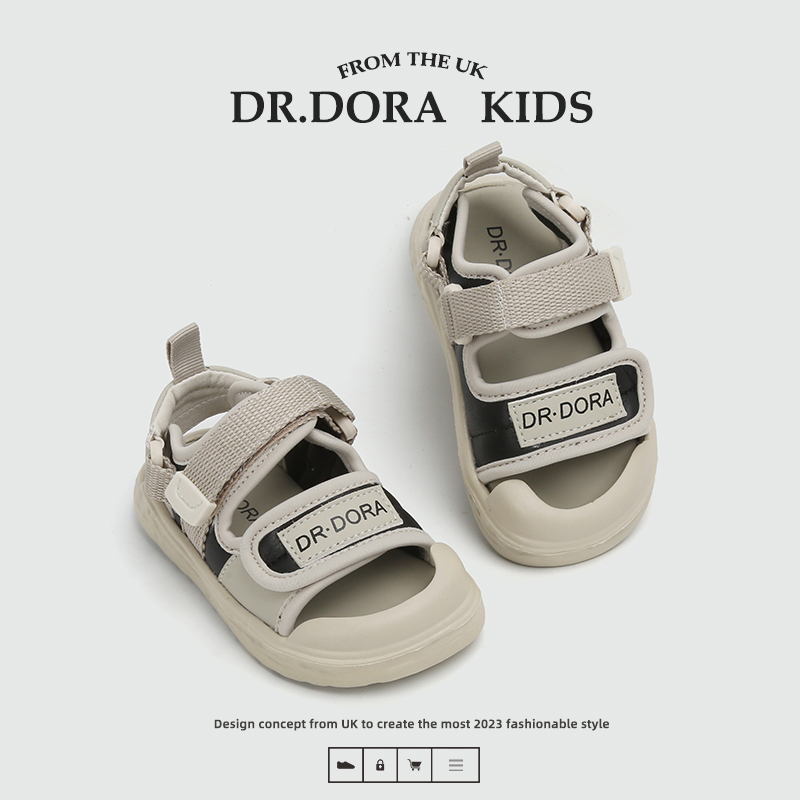 DR.DORA朵拉博士夏季新款宝宝凉鞋男织带包头婴儿鞋子软底小童女-图1