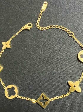 通体钛钢跨境爆款气质四叶草手链ins轻奢小众高级感配饰厂家直销