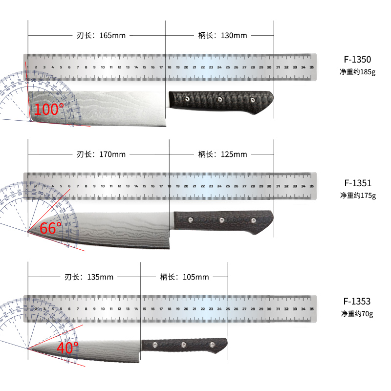 藤次郎TOJIRO日本进口37层大马士革钢厨房菜刀三德刀多用刀F-1350 - 图3