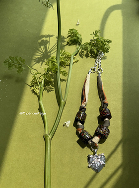 c percentage 原创设计love story进口琉璃编织爱心锁链ot扣-项链