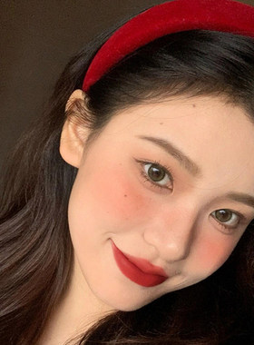 安可拉红色丝绒发箍女网红春夏显白本命年宽边复古头箍高颅顶头饰