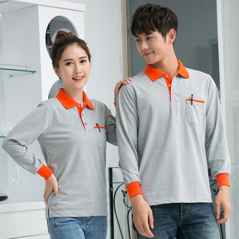 长袖男女翻领厂服polo衫企业工作服 伯仕工纺T恤