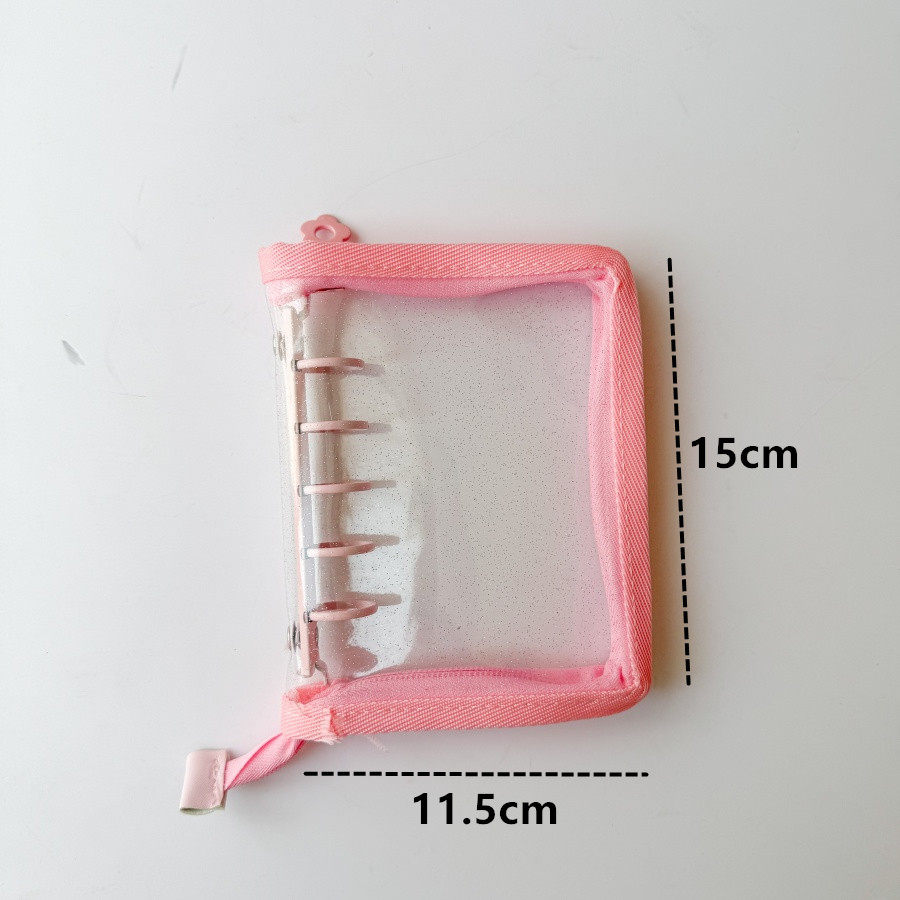 M5拉链彩夹5孔活页透明闪粉PVC软壳外壳拍立得小卡收纳包边手账本,淘宝优惠券,粉丝福利购,淘宝优惠卷