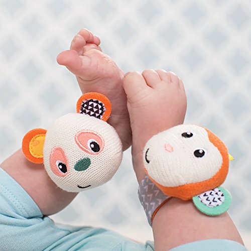 Infantino Baby Wrist Rattles Monkey and Panda-Themed 1-Pie-图0