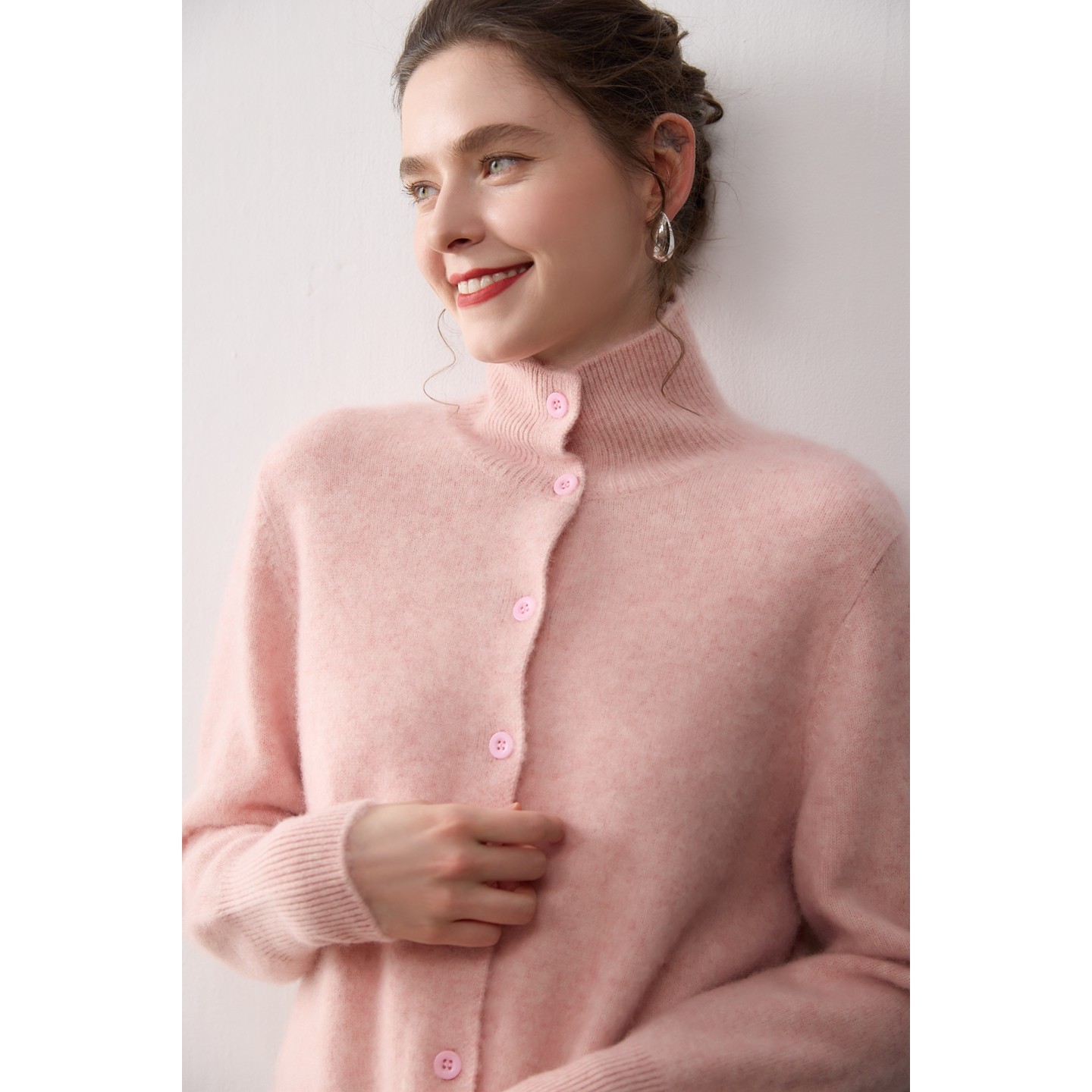 韩版高领100%纯山羊绒开衫女秋冬新款宽松毛衣外套洋气针织打底衫,淘宝优惠券,粉丝福利购,淘宝优惠卷