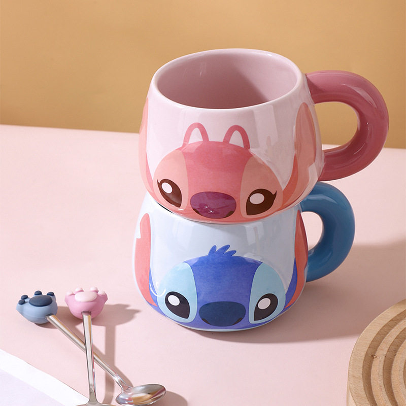 史迪仔马克杯带勺高颜值陶瓷杯咖啡杯大容量手柄杯大肚杯办公水杯,淘宝优惠券,粉丝福利购,淘宝优惠卷