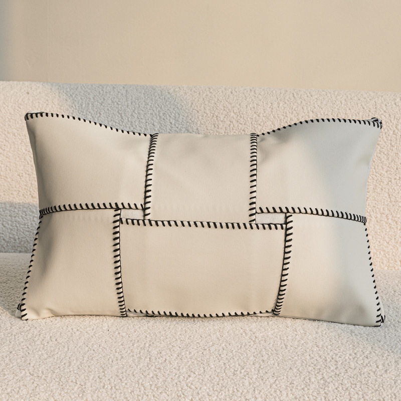 现代侘寂棉麻黑白抱枕中古客厅沙发靠枕样板房卧室靠垫软装靠包 - 图3