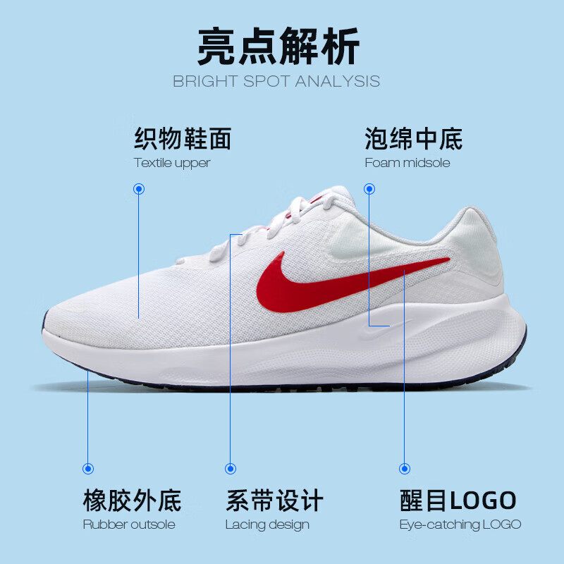 Nike耐克男鞋正品官方旗舰2024夏季新款男士运动鞋白色透气跑步鞋-图2