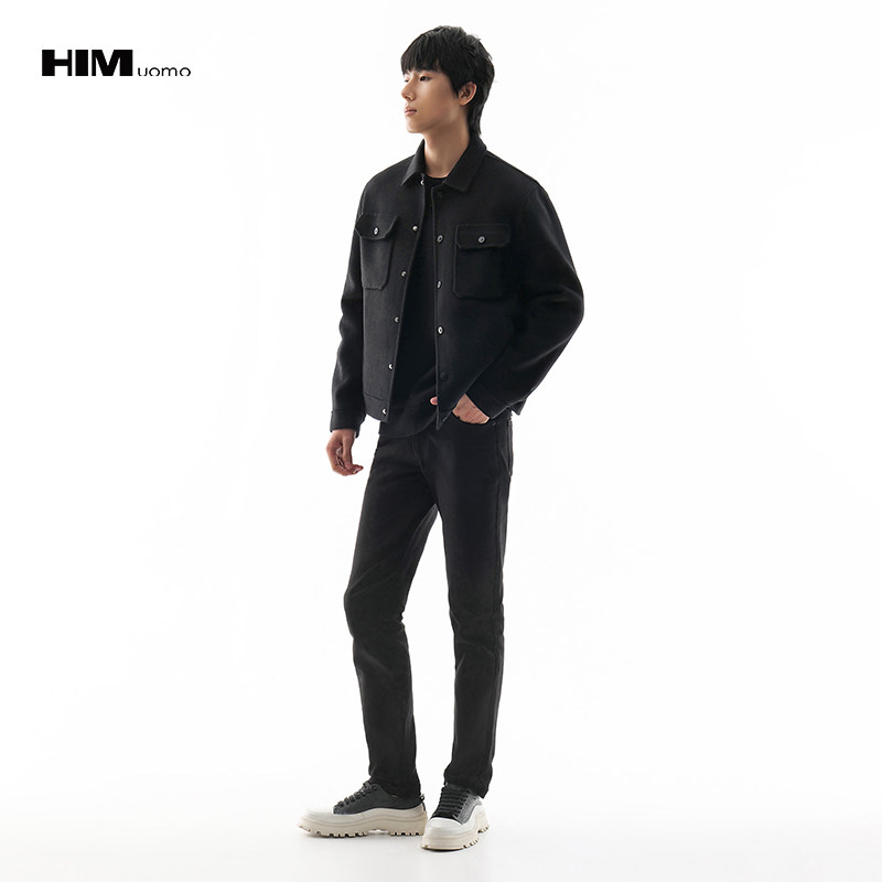 HIM汉崇 日常通勤休闲裤男简约舒适透气弹力立体修身长裤2025秋季,淘宝优惠券,粉丝福利购,淘宝优惠卷