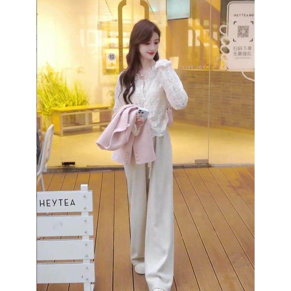 正品2025秋冬新款气质显瘦小香风减龄毛呢外套阔腿裤搭配一整套女,淘宝优惠券,粉丝福利购,淘宝优惠卷