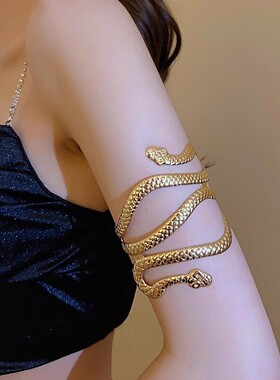 欧美金属蛇形首饰开口手镯金色臂环胳膊埃及饰品女辣妹银色朋克
