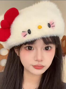帽子女蝴蝶结Kitty猫休闲帽冬季
