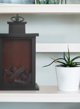 Amazon跨境创意小摆件家居装工艺品烛台仿真装饰LED木炭火焰风灯