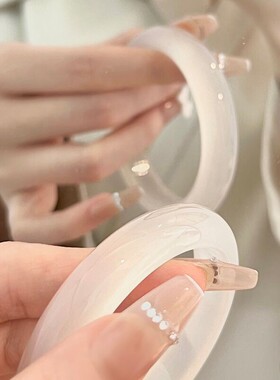 天然冰种玛瑙手镯少女白月光镯子女款玉石冰透玉髓荔枝冻手镯网红