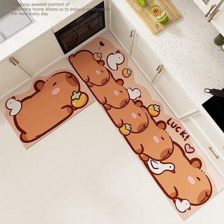 卡皮巴拉豚鼠硅藻泥厨房家用吸油防滑两件套地耐脏易打理脚,淘宝优惠券,粉丝福利购,淘宝优惠卷