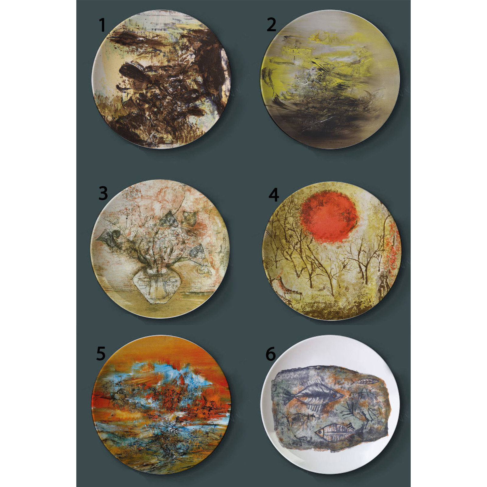 赵无极艺术画陶瓷装饰盘欧式客厅摆件坐盘美式盘子装饰背景墙挂盘,淘宝优惠券,粉丝福利购,淘宝优惠卷