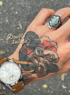 松石印第安图腾做旧复古戒指