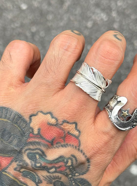 925银印第安羽毛造型复古戒指