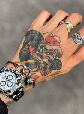 缠绕8字型菊花银扣复古手链