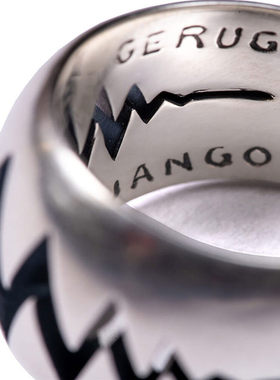 Geruga x Jango联名 厚实质感 雾面做旧咬痕镂空925全银戒指