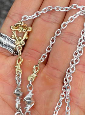 18K金高肉唐草花球蔓藤拼接项链