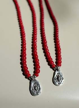 实心银珠唐草太阳图腾项链吊坠